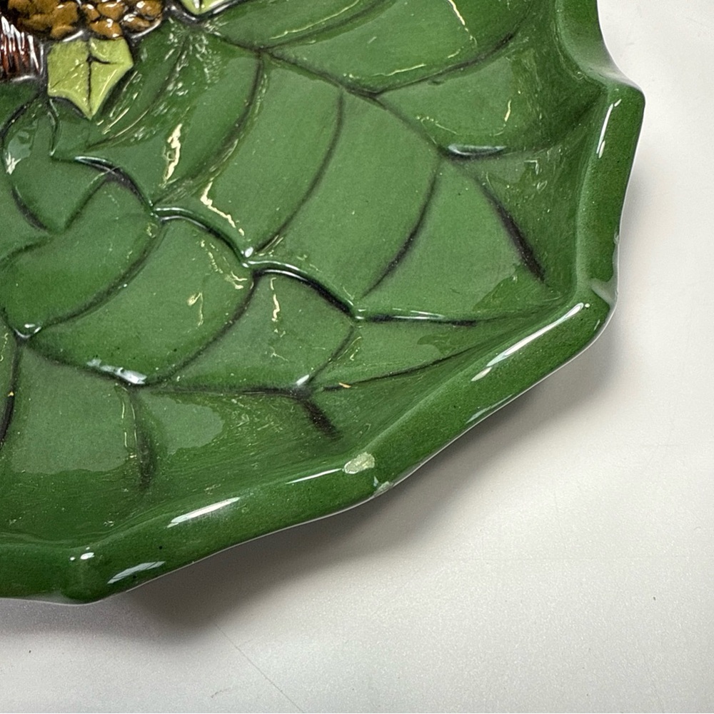 Holly Leaf Design Green Serveware Tray 3 compartment holiday Christmas dish - Picture 7 of 11